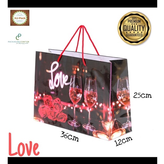 

PAPERBAG MOTIF LOVE UKURAN 36X12X25CM / TAS KERTAS MOTIF / GOODIEBAG MOTIF MIN ORDER 10PCS
