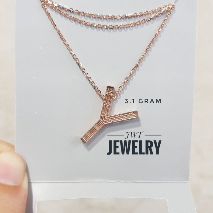 KALUNG KOYE EMAS INITIAL ALPHABET HURUF Y ALPHABOLD CARENDELANO necklace