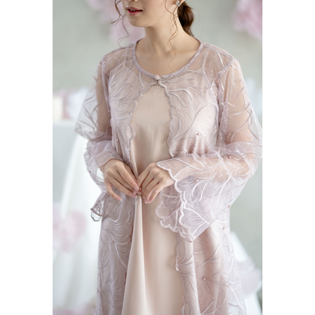 BISA BELI OUTER AJA-Zemira Robe (non hijab) - dusty pink - KIMONO ROBE PENGANTIN