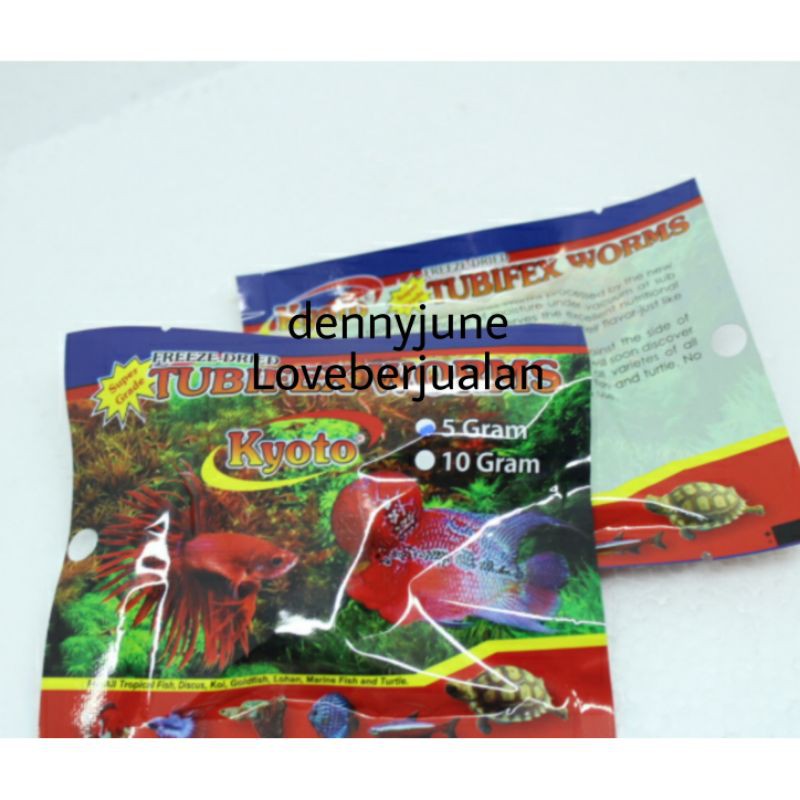 KYOTO Cacing Kering Tubifex Worms 5 gram Makanan pakan Ikan cupang hias kura kura