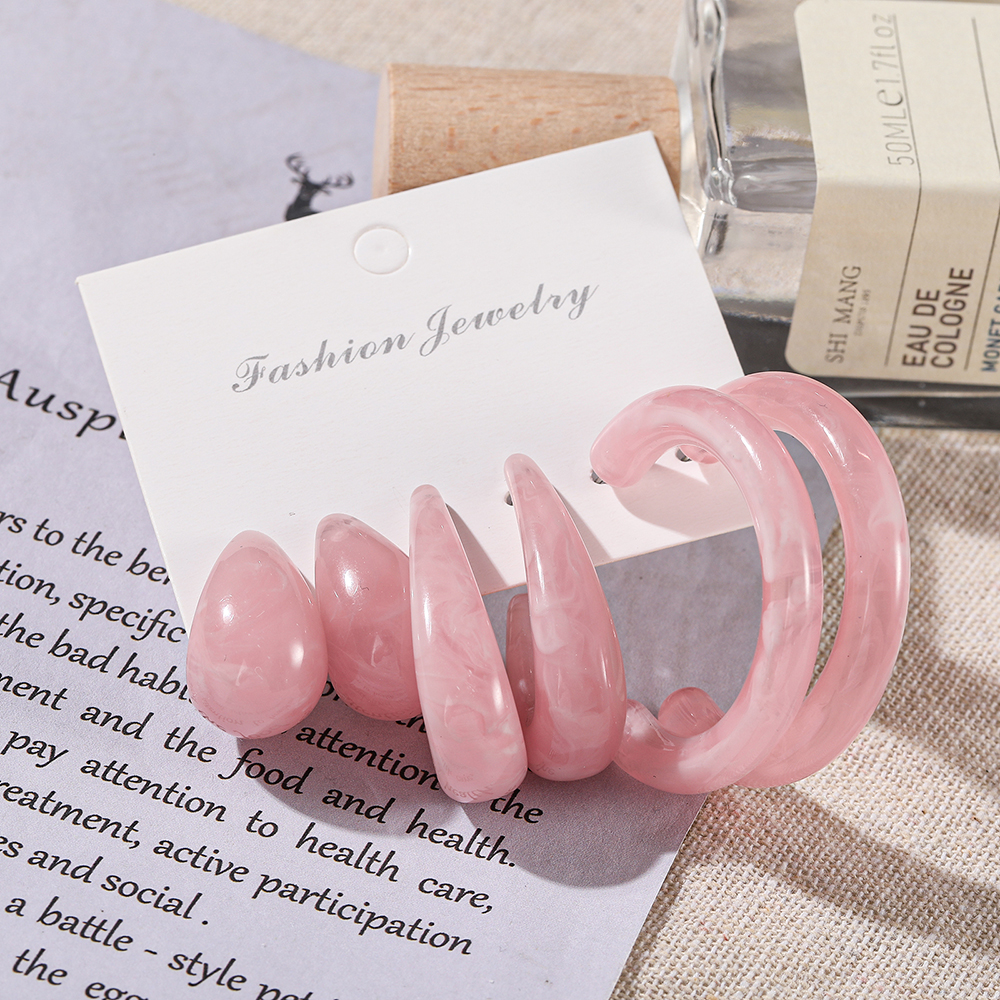 Set Anting Resin Bahan Akrilik Warna Permen Gaya Retro Untuk Wanita