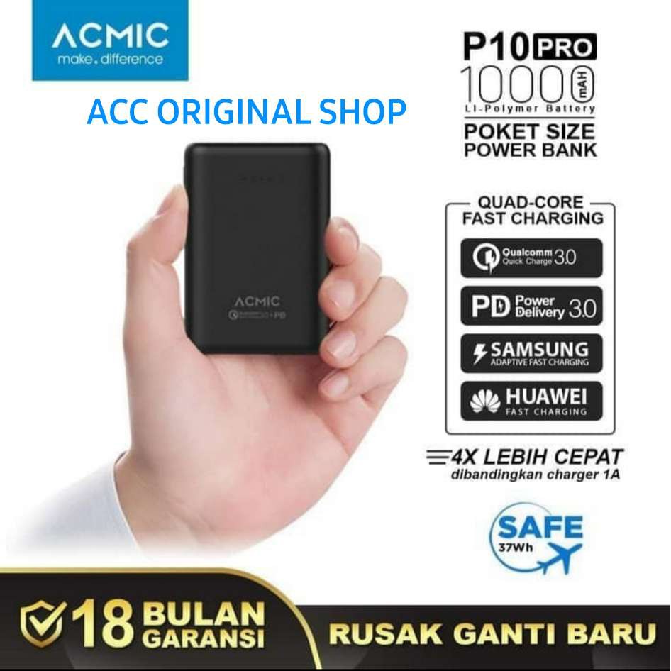 Powerbank Acmic P10PRO Mini Power Bank 10000 mAh QC 3.0 PD Power Delivery
