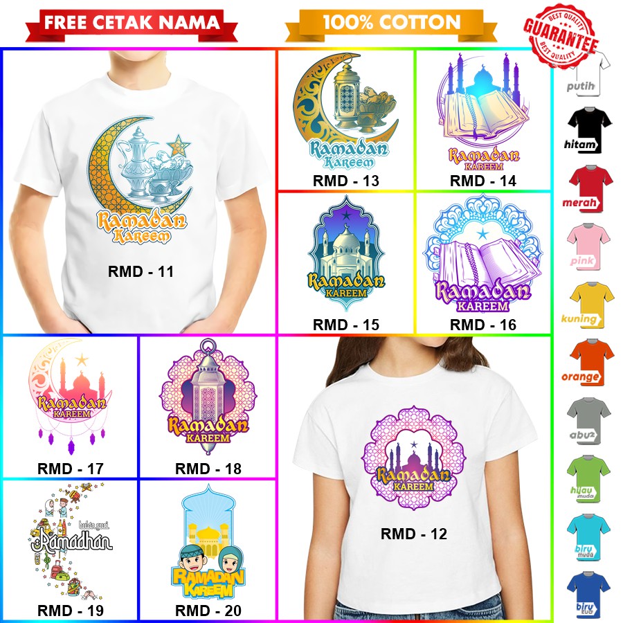 [FREE NAMA!!] Baju Kaos ANAK DAN DEWASA RAMADHAN / BULAN PUASA BANYAK MOTIF