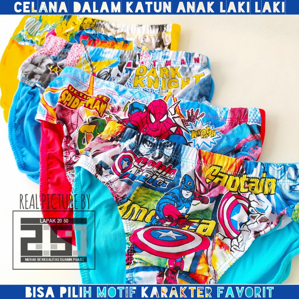 CELANA DALAM ANAK LAKI LAKI  TERMURAH 2-10 TAHUN BISA PILIH MOTIF KARAKTER KATUN SEJUK 2 3 10 12 T