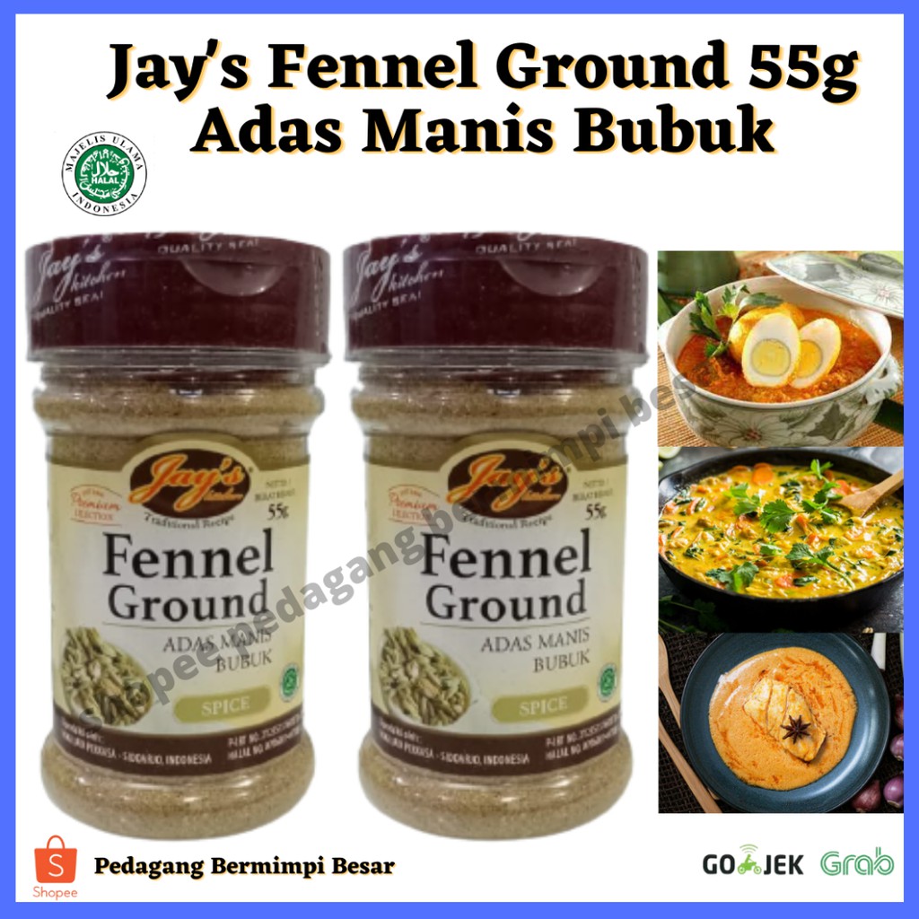 Jay's Fennel Ground 55g/ Bubuk Adas Manis/ Bumbu Masak Rempah/ Jays