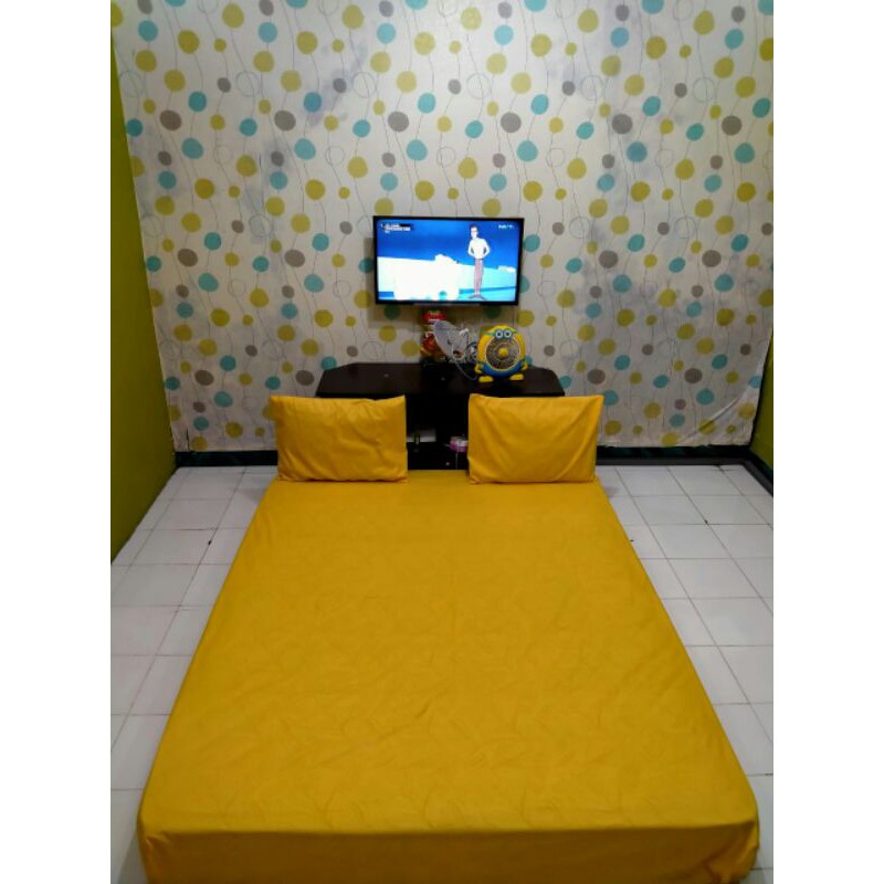 SPREI 160X200 T20cm Seprai Set Sarung Bantal Guling Katun Motif Aesthetic Kotak Hitam Bunga Pink Homemade Adem Tidak Luntur