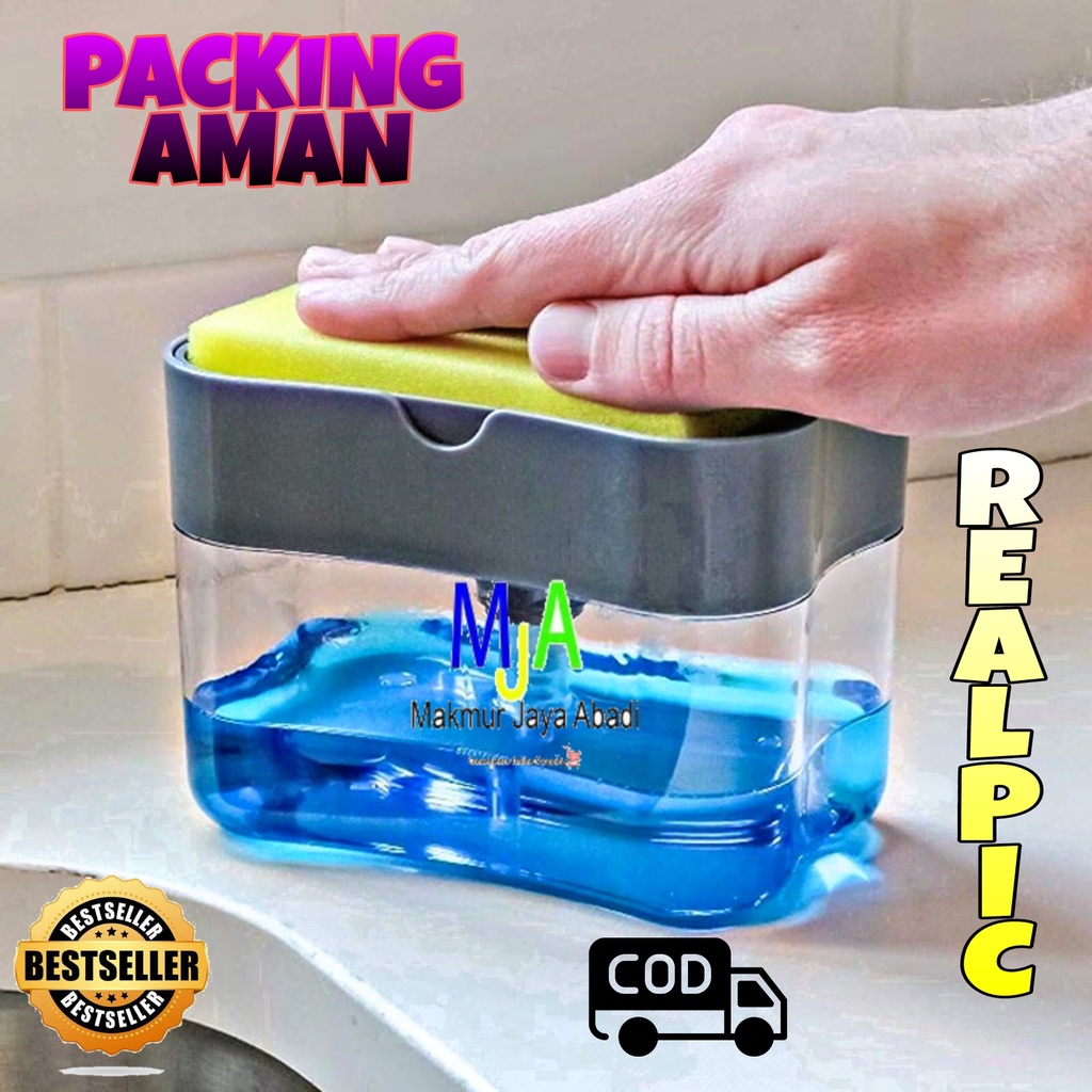 PROMO (BISA COD) Dispenser Sabun Cuci Piring &amp; Holder Spons Cuci Piring 2in1