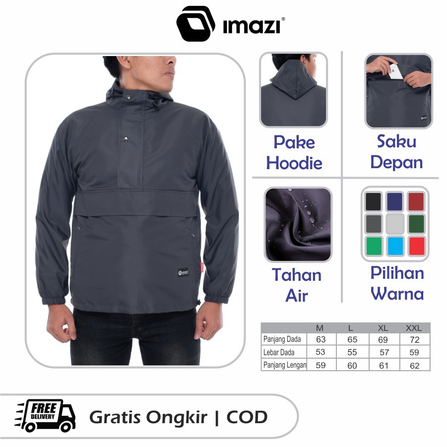 (JAKET ANTI AIR) Jaket Parasut Cougle Original Imazi Waterproof Abu Tua