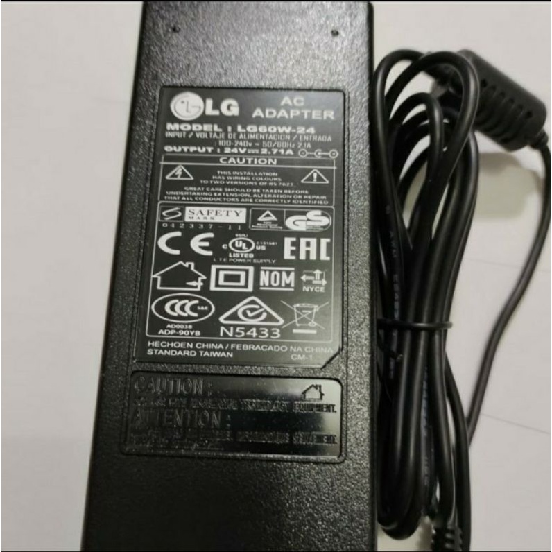 Ac adaptor Tv LED LCD monitor LG 24V 2.71A special edition