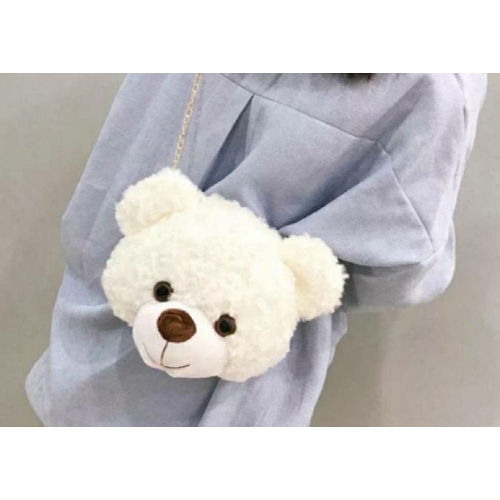 Tas Beruang Selempang Fashion Dewasa &amp; Anak Karakter Bulu Teddy Bear Hewan