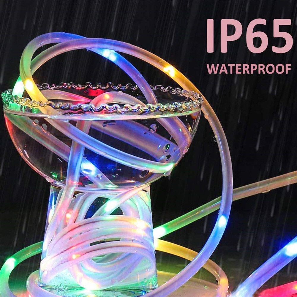 Lampu Selang String LED Tumblr Natal Lampu Pohon RGB Multi Warna 100 LED 12 Meter Tenaga Surya