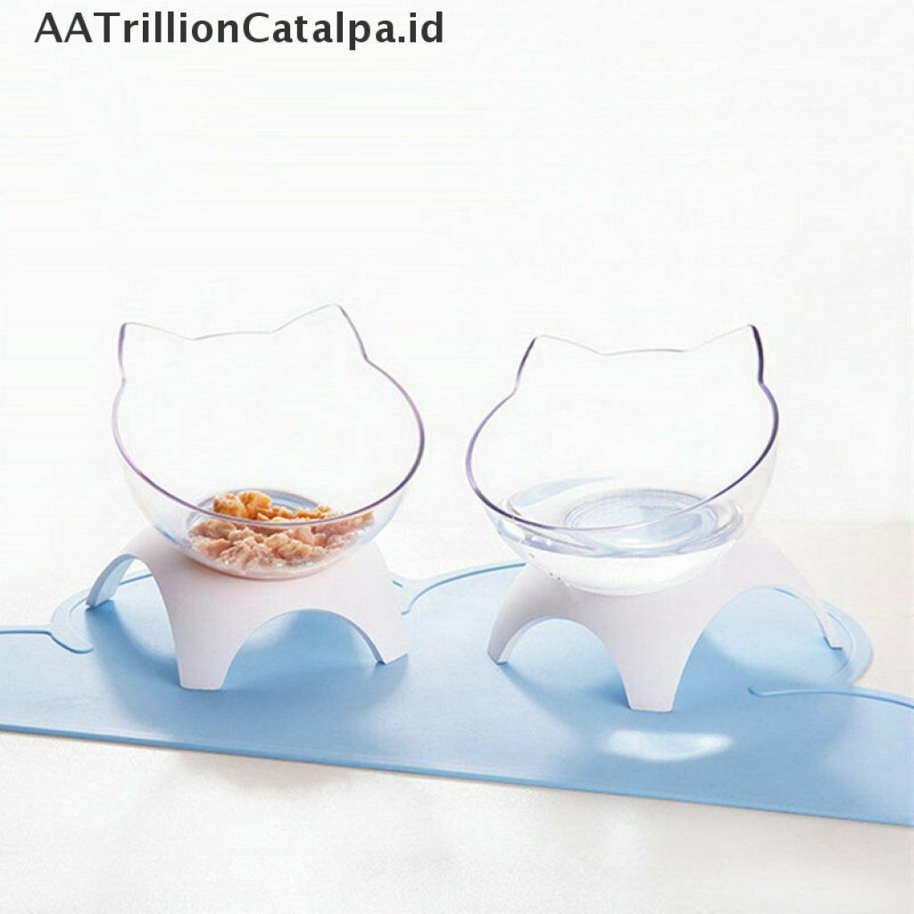 (AATrillionCatalpa) Sarung Tangan Anti slip 15°Mangkok Makan / Minum Miring Dengan Stand Untuk Anjing / Kucing