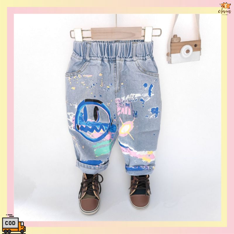 CLV - Face Paint Pants / Celana Jeans Anak Laki- Laki Import 1-5 tahun / Celana Anak Cowok Import / 