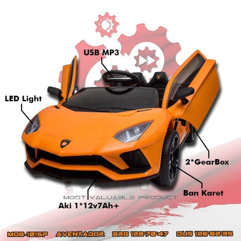 MVP1015 Lamborghini Aventador Mainan Kendaraan Anak Mobil Aki Mobilan Ban Karet Ride On Car MVP