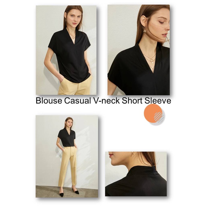 Blouse Casual V-neck Short Sleeve