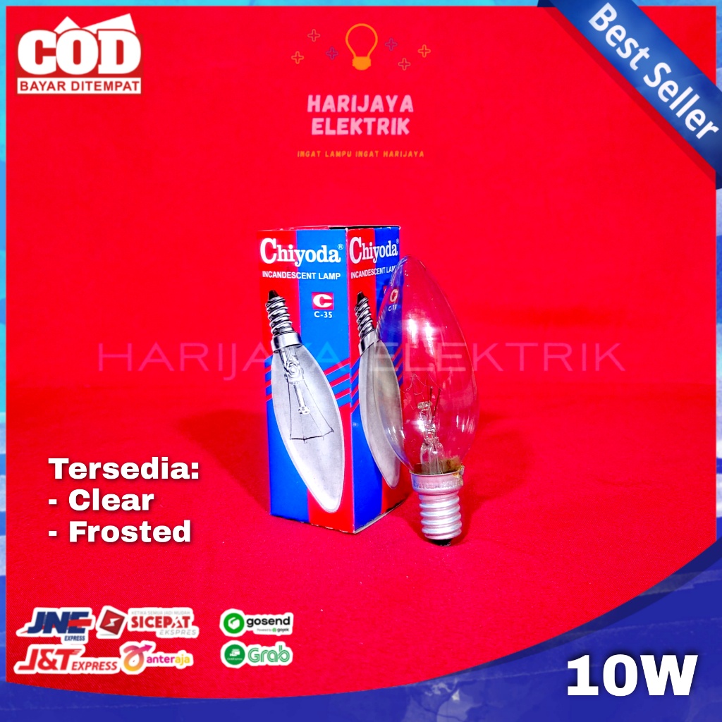 CHIYODA LAMPU CANDLE E14 10 WATT C-35 BOHLAM PIJAR INCANDESCENT LAMP