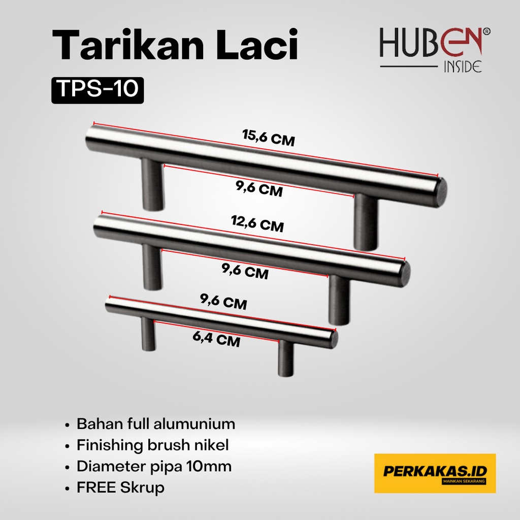 Tarikan Laci Lemari Stainless Steel HUBEN TPS10