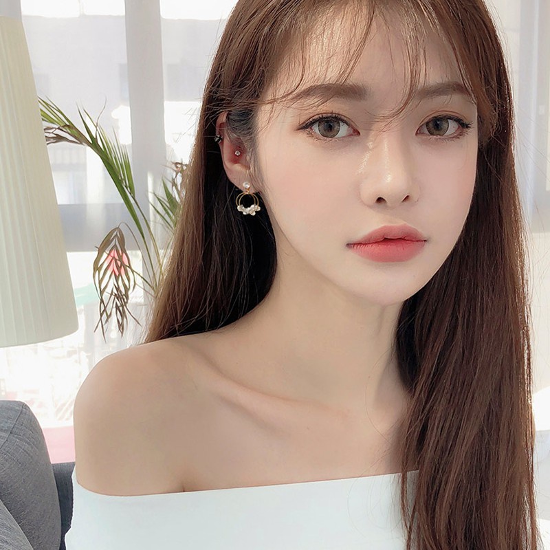 Anting Tusuk Sterling Silver 925 Simple Gaya Korea Dengan Mutiara Untuk Wanita