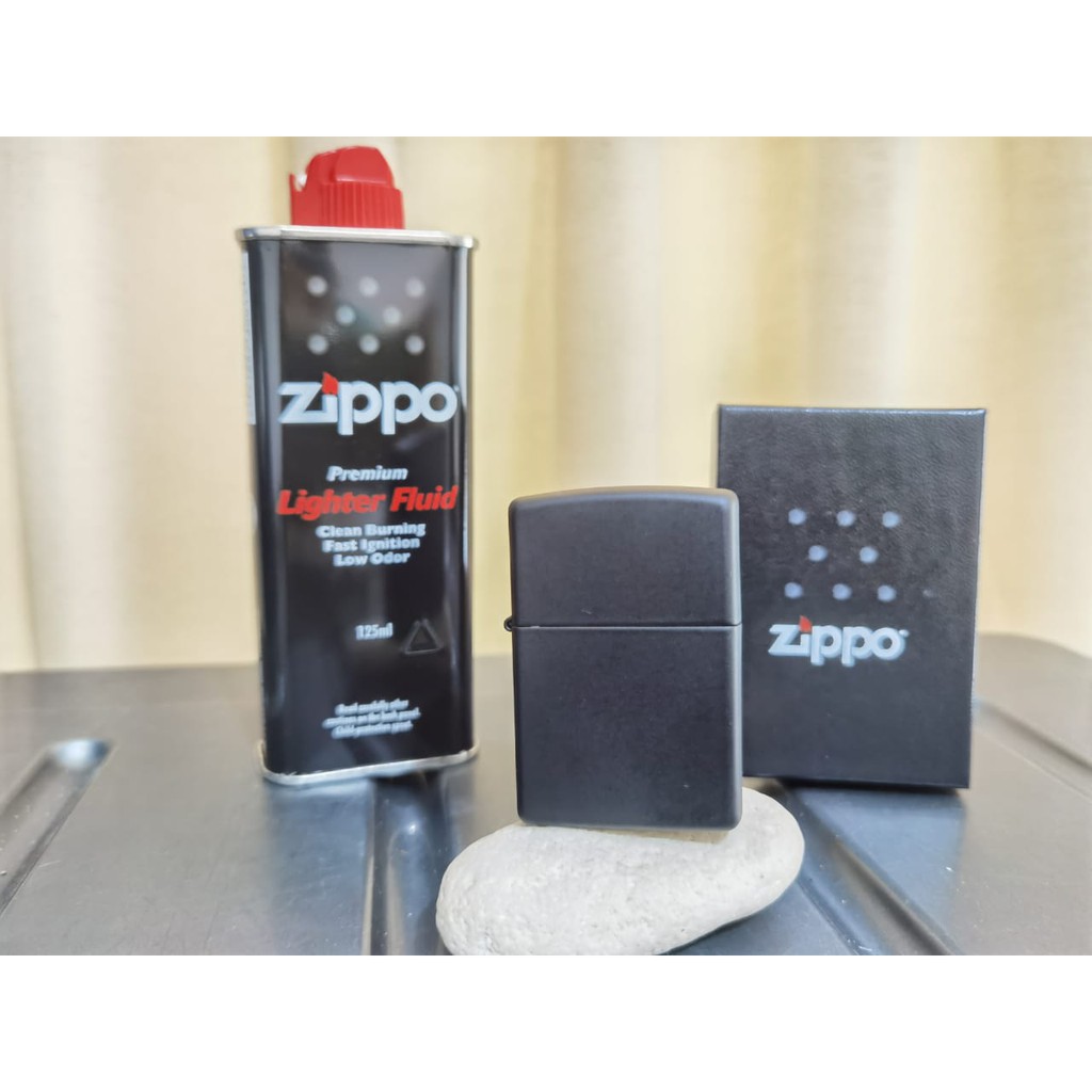 Korek Zippo Black Matte made in USA Free Minyak