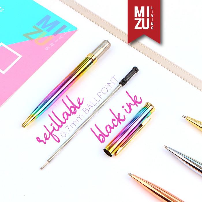 SUBLIMELY GOLDEN MEISTER GOLD PEN Twist Refillable Black Ink Tinta Hitam Ballpoint Pocket Clip Emas-2