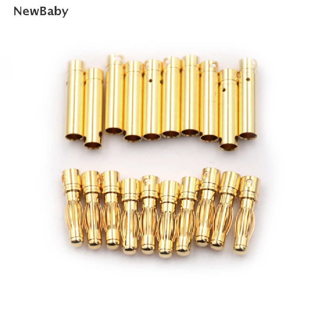 10 Pasang 4.0mm 4mm RC Bullet Connector Banana Plug Lapis Emas