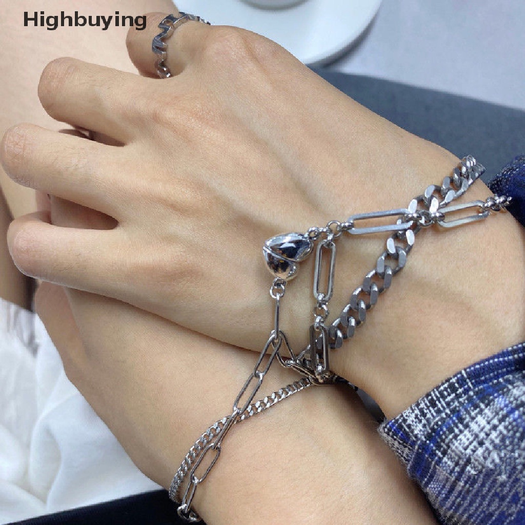 Gelang Rantai Magnet Cuff Warna Silver Gaya Vintage Untuk Pria Dan Wanita Glory