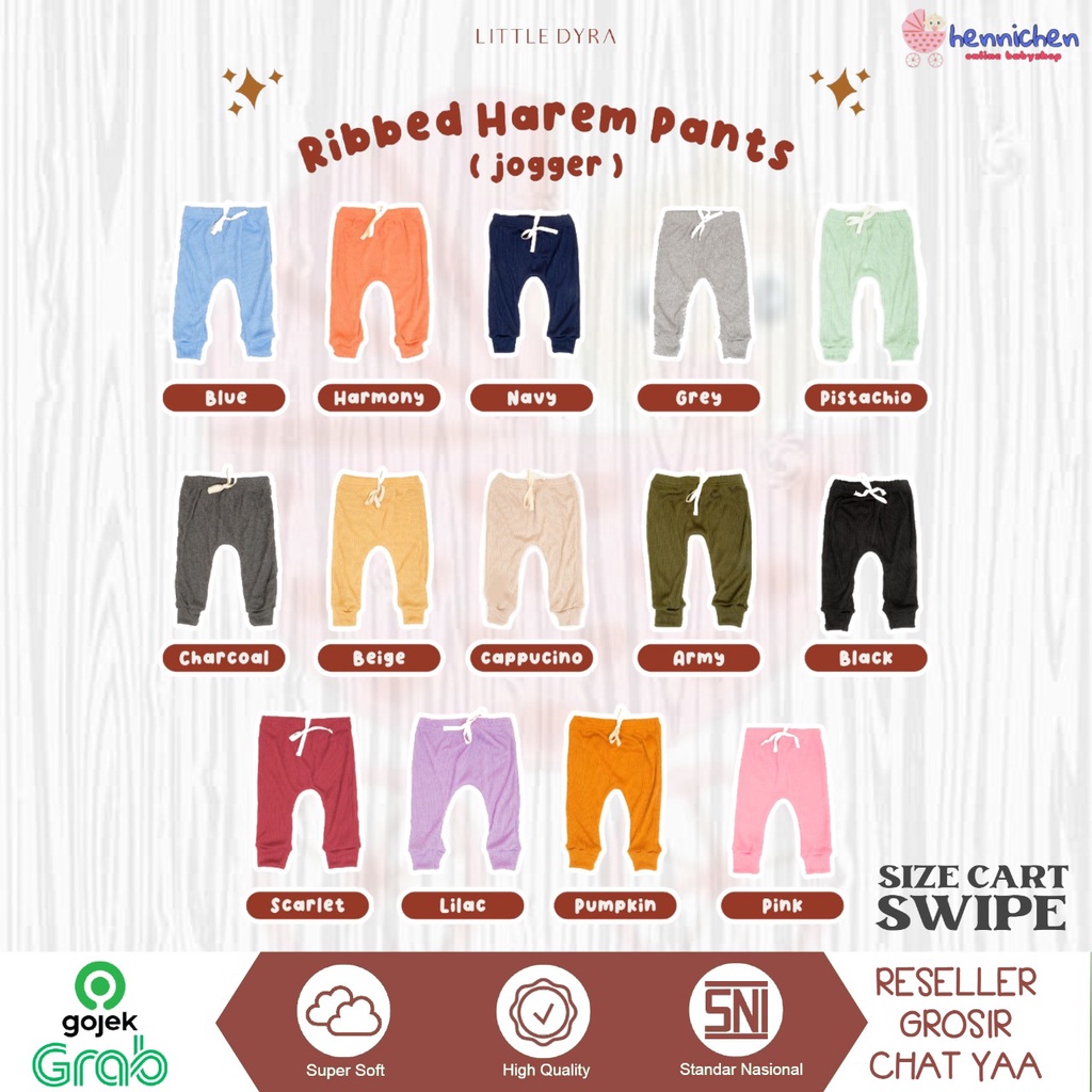 LITTLEDYRA RIBBED HAREM PANTS JOGGER ANAK UNISEX 6 BULAN - 4 TAHUN