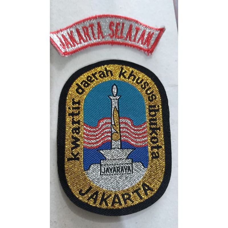 Badge Pramuka Kwarda Kwartir Daerah DKI Jakarta dan Kwartir Cabang Jakarta Selatan Benang Emas