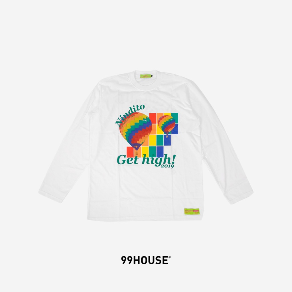 99House Asia | Nindito Get High LS Tee | Kaos Lengan Panjang Putih - Unisex