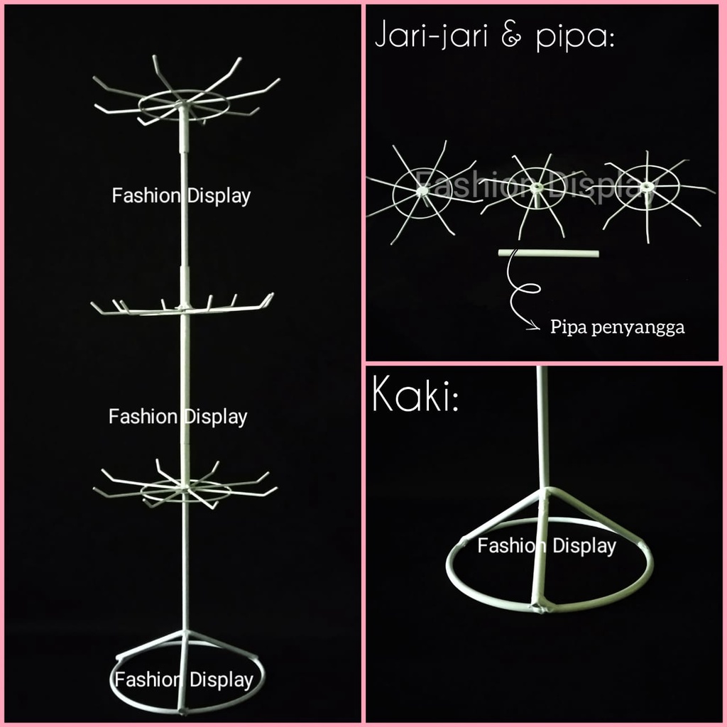 Gantungan Matahari Putar 3 / 2  Susun Kecil / Display Aksesoris Serbaguna Putar (BH)