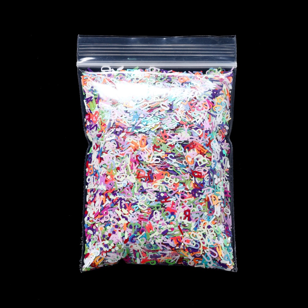 10g / Kantong Glitter Resin Motif Huruf Inggris Untuk Dekorasi Nail Art DIY