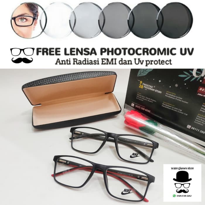 Promo kacamata frame NIKE RY9906 free lensa normal/minus photocromic lenses Limited