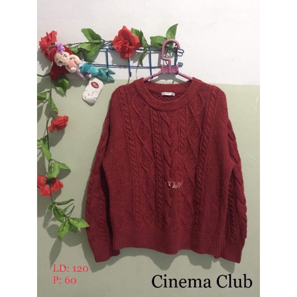 sweater Rajut cinema club baju rajut merah atasan rajut