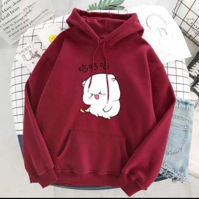 SWEATER BINO / HODDIE SWEATER WANITA BINO BAHAN BABYTERRY TEBAL GOOD QUALITY-DYNO MAROON