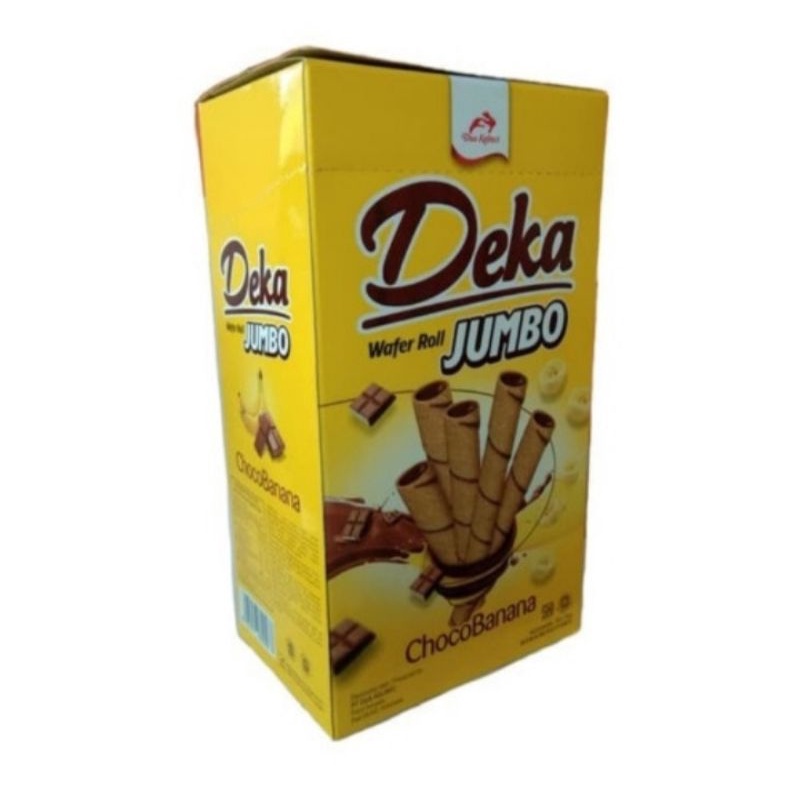 

Deka wafer roll choco banana jumbo isi 20×16gram