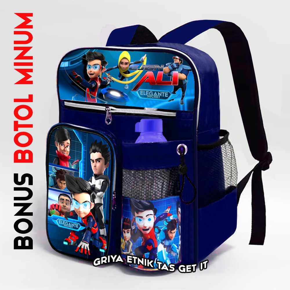 Tas Sekolah Anak Laki EJEN ALI / Tas Anak Sekolah SD / Tas Ransel Anak Mobile Legend Botol Minum