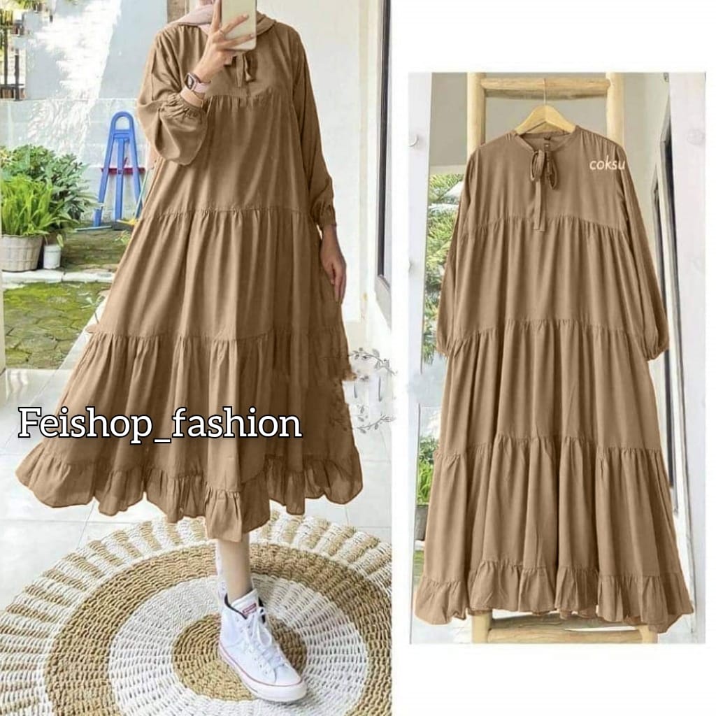 Rachel Midi Dress / Dress Wanita Terbaru Bahan Katun Rayon