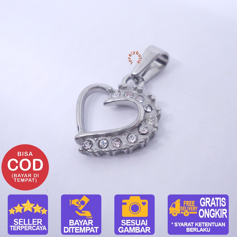 Lovelybutik Liontin Titanium Anti Karat Irene Liontin kalung Model Permata Warna [Silver]