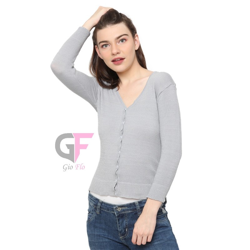 GIOFLO Cardigan Wanita Rajutan Abu / CARW 34