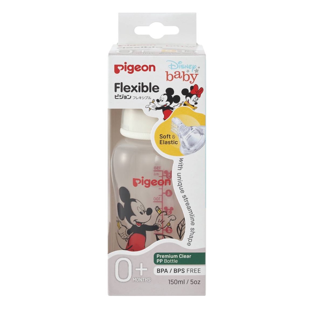 Pigeon Disney Baby Slim Neck 150ml PP Bottle Flexible Botol Susu