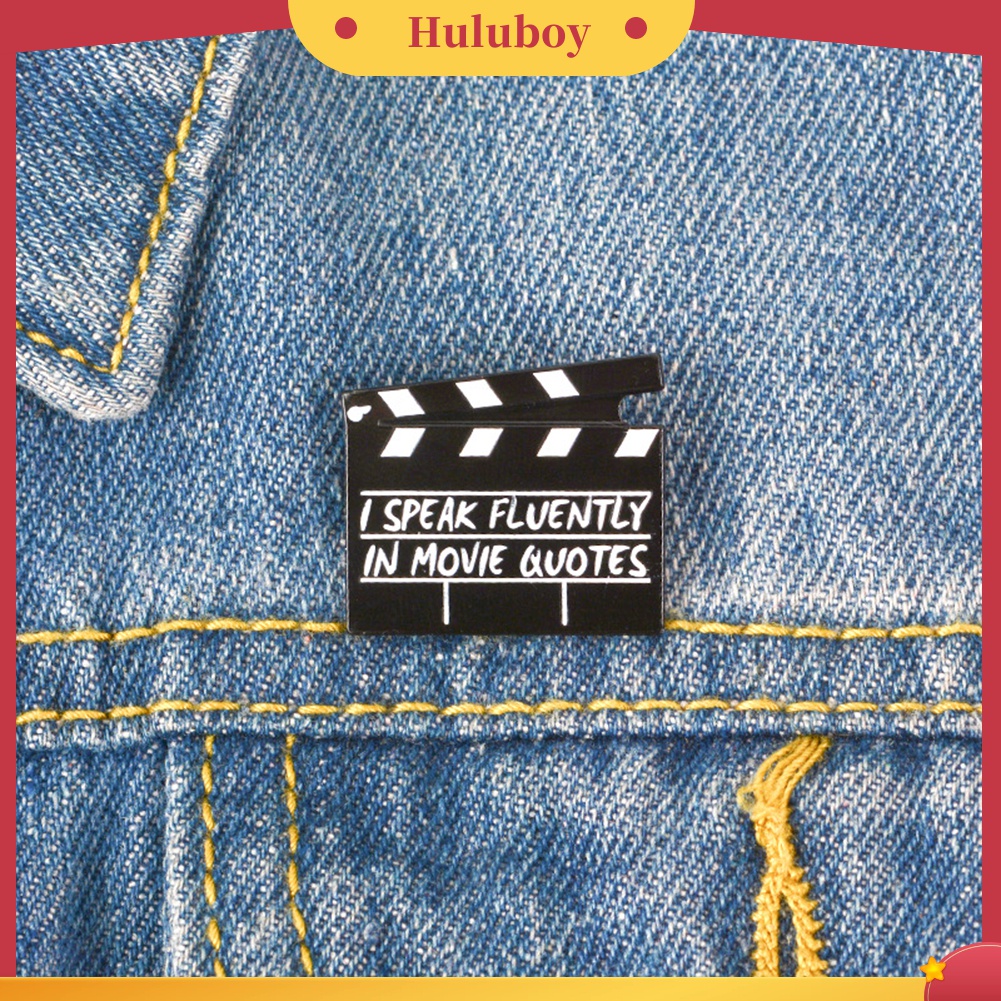 Bros Pin Enamel Desain Clapboard Film Kreatif Untuk Kerah Jaket Denim