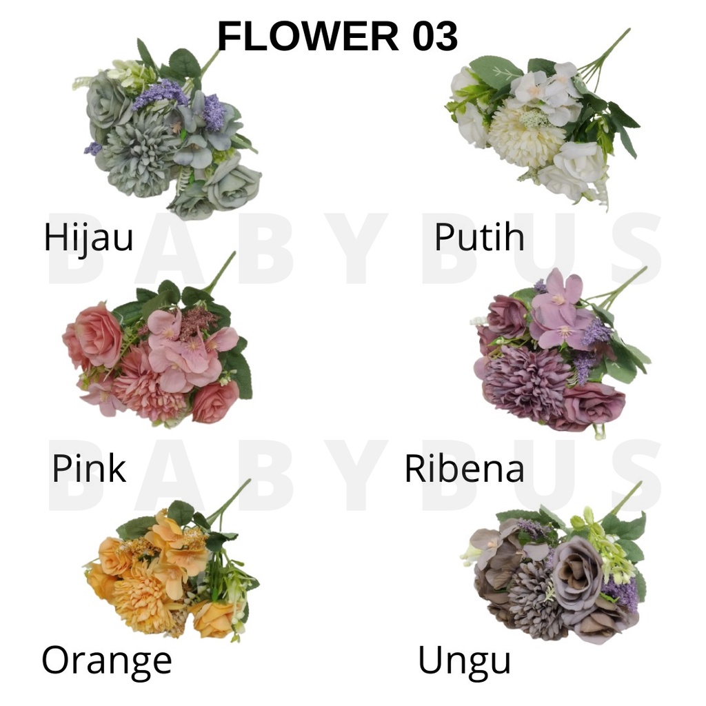 BBS FL03 Bunga Hias Hydrangea (Tanpa Pot) Bunga Tangkai Bunga Plastik Tanaman Hias Artificial Dekorasi Rumah Murah