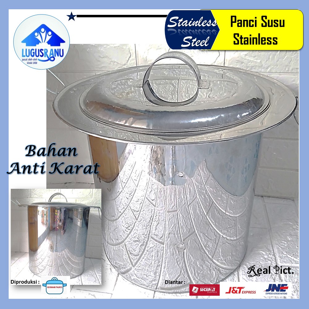 Panci Susu Stainless Steel Dandang Rebus Susu uk. 31.5 cm Muat 10 Liter Susu