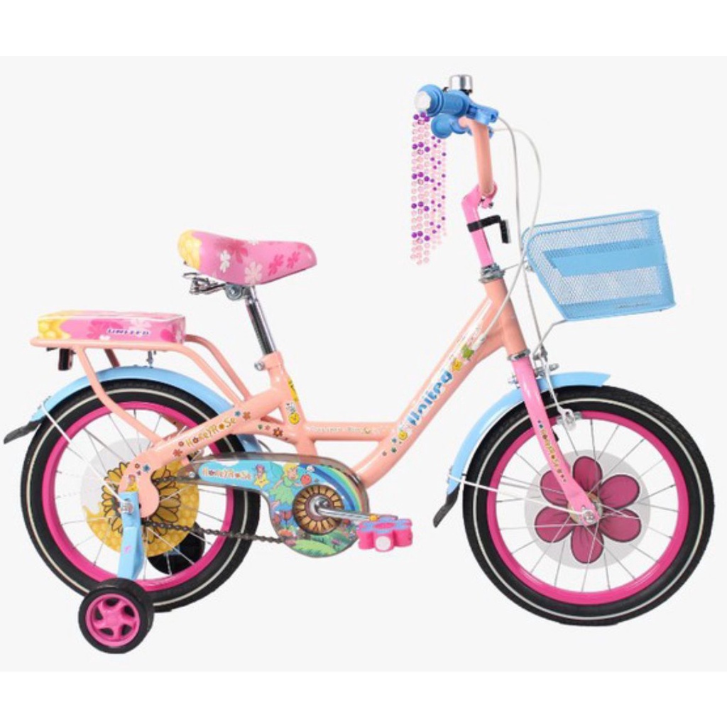 Sepeda Anak Perempuan UNITED HONEYROSE 12 16 18 Inch Keranjang SNI Garansi Termurah-Cream