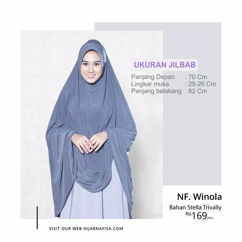 Jilbab Nafisa Winola/Hijab Syari/kerudung instan/Berkualitas