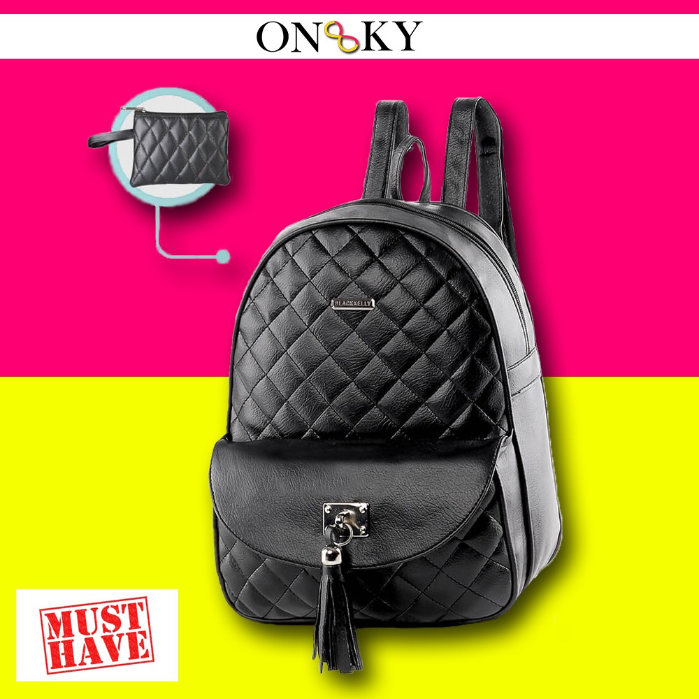 Tas Korea - Tas Casual Wanita - Tas Kuliah Laptop - Tas Wanita Hitam