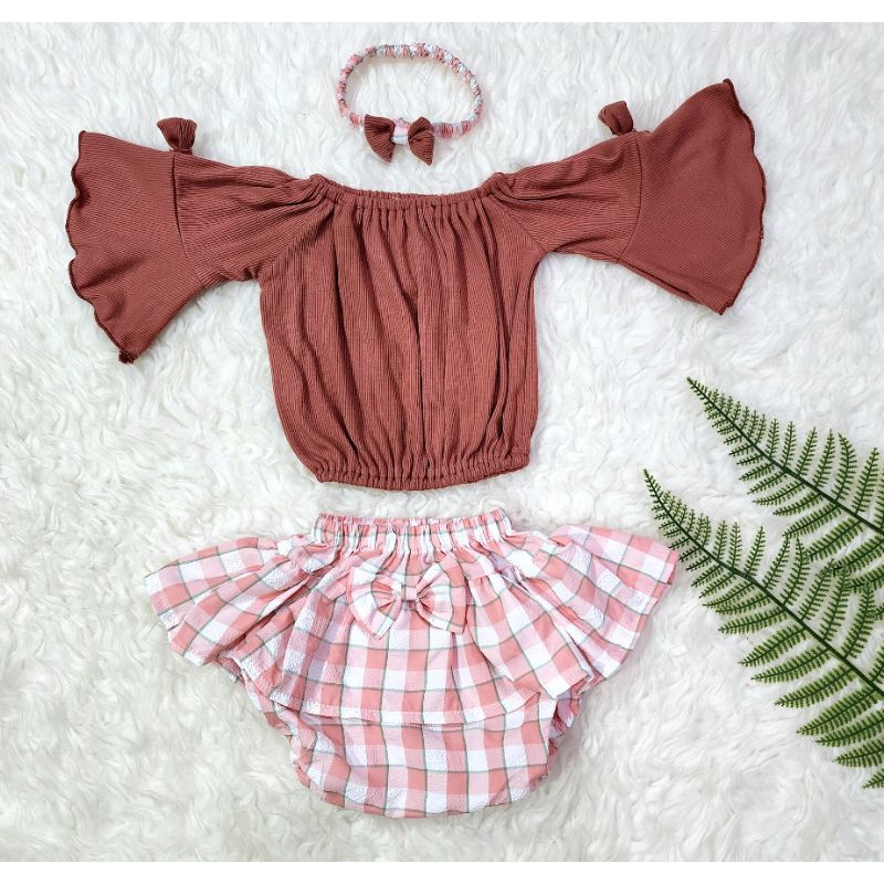 Baju bayi perempuan stelan celana atasan knit baby girl008