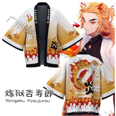 baju Baju Jepang Jaket Kimono Kimetsu No Yaiba Warna Hijau Pink Orange Merah Hitam Putih Kuning Demon Slayer Tanjirou Nezuko Rengoku Kyoujurou Tomioka Giyu Inosuke Kun Iguro Obanai Agatsumo Zenitsu Cosplay Kostum Tanjiro Anime outer