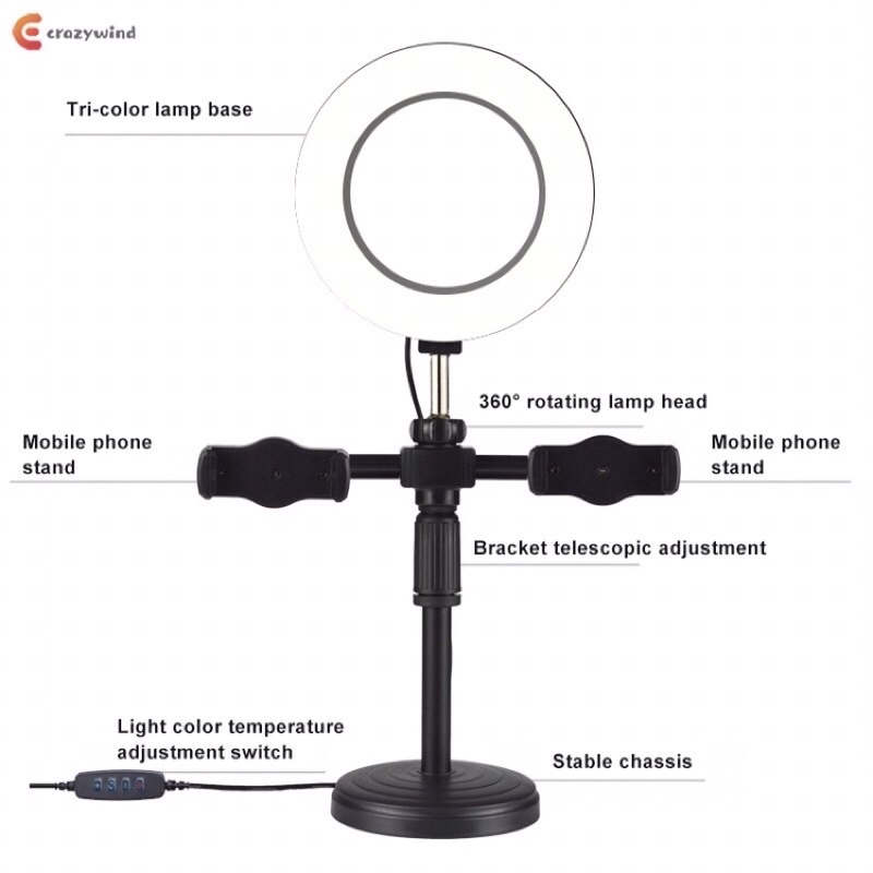 Ringlight phone / Tripod hp+ ringlight double dan single