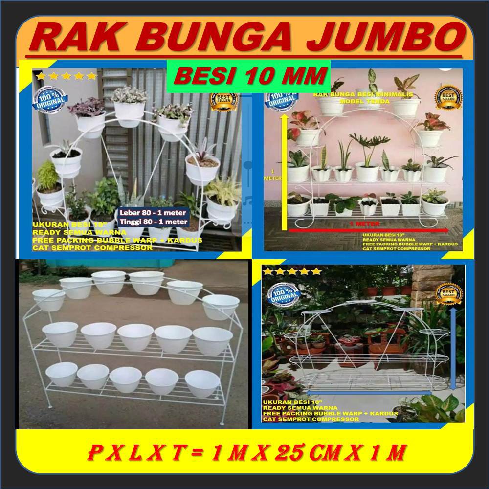 Rak Pot Bunga Besi Minimalis Susun 20 Dudukan Standing Pot Panjang 1 Meter Model New Jumbo